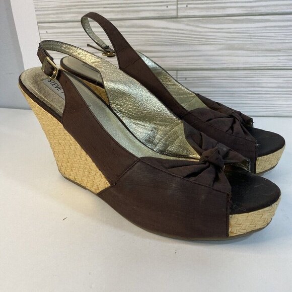 Steve Madden Cerona Brown Wedge Sandals Size 10M (5" heel) - Picture 1 of 9